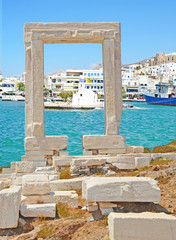 naxos island greece tourist resort - obrazy, fototapety, plakaty