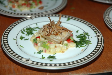 Fish with Hominy Gravy