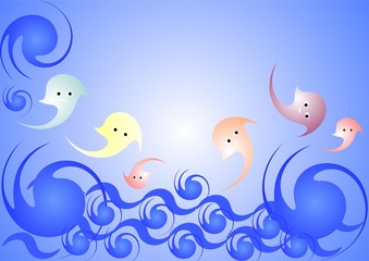 Happy colorful jellyfishes