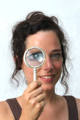 young woman with magnifier