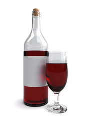bottle and glass of red wine