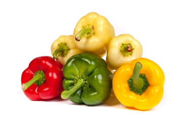 Group of seet bell peppers isolated on white