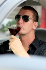 Man In Truck Drinking Alcohol