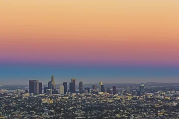 Washable wall murals Los Angeles view to city of Los Angeles from Griffith park in the evening