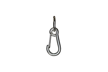 Blue carabiner key ring isolated on a white background.