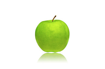 Juicy green apple isolated on a white background.