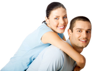 Obraz premium Young happy smiling couple, isolated