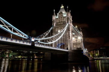 Tower Bridge in London at night