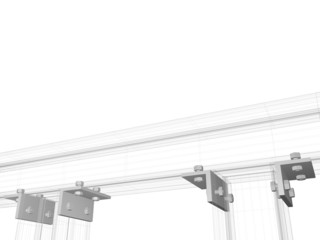 steel construction detailed view - 3D