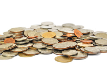 Coin thai bath on white background