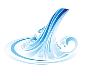 Blue water splash isolated on white background