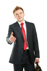 A young businessman giving his hand for a handshake