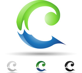 Fototapeta premium Vector illustration of abstract icons of letter C - Set 7