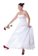 Fototapeta na wymiar Bride with red shoes