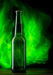 Beer bottle with color fire