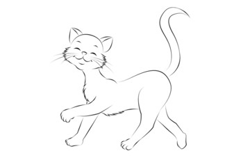 10 Katze spazierend Outlines Malbild
