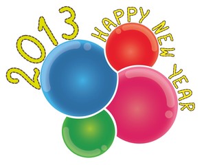 2013 Happy New year on Abstract Colorful Bubbles