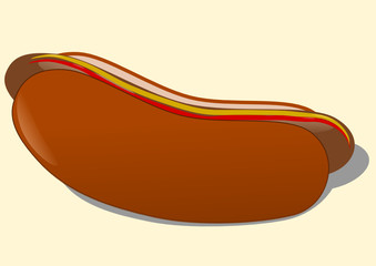 Hot Dog mit Senf und Ketchup