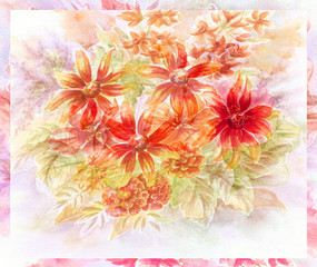 Water colour, abstract flowers