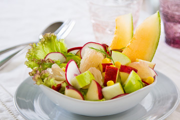 Apple ,corn and melon salad