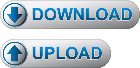 Metal download and upload buttons with blue title