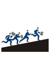 Businessmen running up. Vector illustration