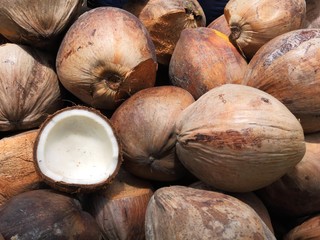 dried coconut and broken coconut