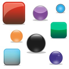 set of vector colorful glossy web icon button