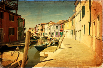 Fototapeta na wymiar Burano, Wenecja - stary papier - stare karty