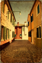 Burano, Venice - old paper - old card