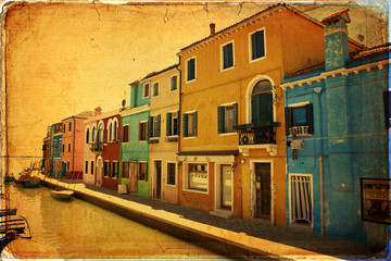 Burano, Venice - old paper - old card
