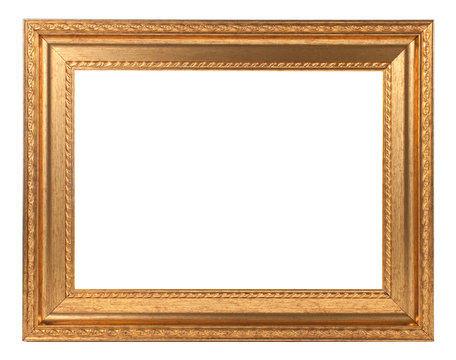 Gold painted wooden picture frame