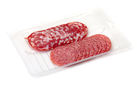 Slices Salami in container