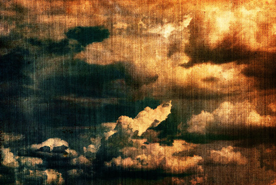Sky with clouds, ancient styled photo