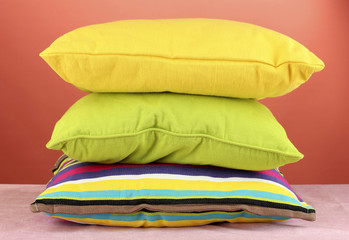 pillows on red background