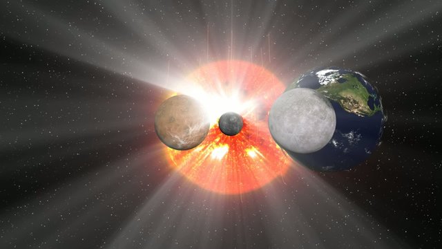 Solar system with sun rays