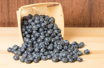 Blueberries in wooden container