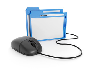 3d illustration: Browser window and the computer mouse on white