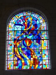 Foto op Plexiglas Glas in lood Vitrail de l'église de Muzillac
