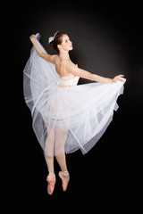 Young beautiful dancer posing on a studio