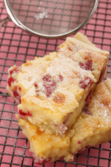 Raspberry and white chocolate slices
