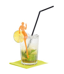 Caipirinha. Brazil national cocktail, made with sugar cane hard liquor, sugar and lime. Brazil most common distilled alcoholic beverage also known as Pinga or Caninha.