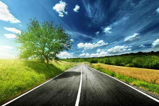 asphalt road in Tuscany Italy