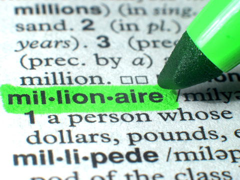 Millionaire Highlighted In Dictionary In Green