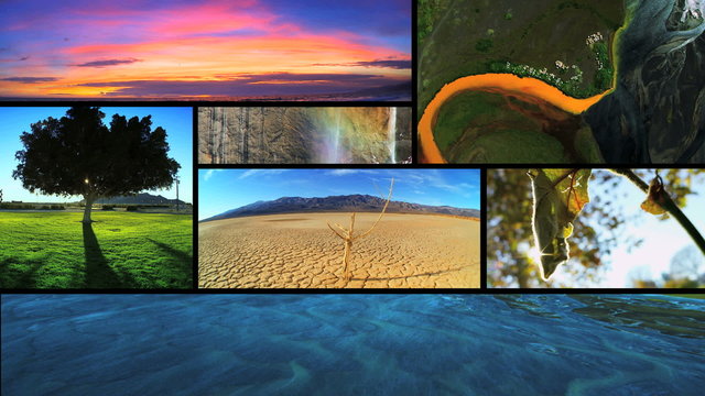 Montage of Earths ever changing environmental ecosystems