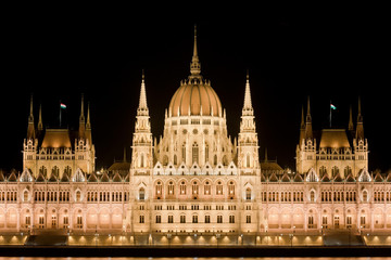Fototapeta na wymiar Hungarian Parliament by night in Budapest