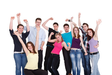 Obraz premium Happy smiling friends have fun together