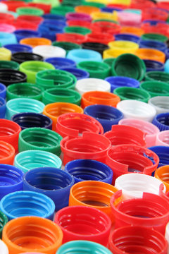 color caps as plastic background