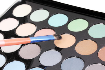 Bright eye shadows close-up