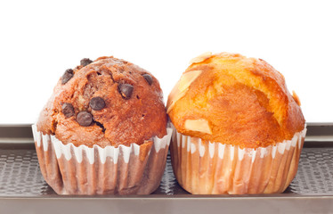 freshly mixed muffin on the white background